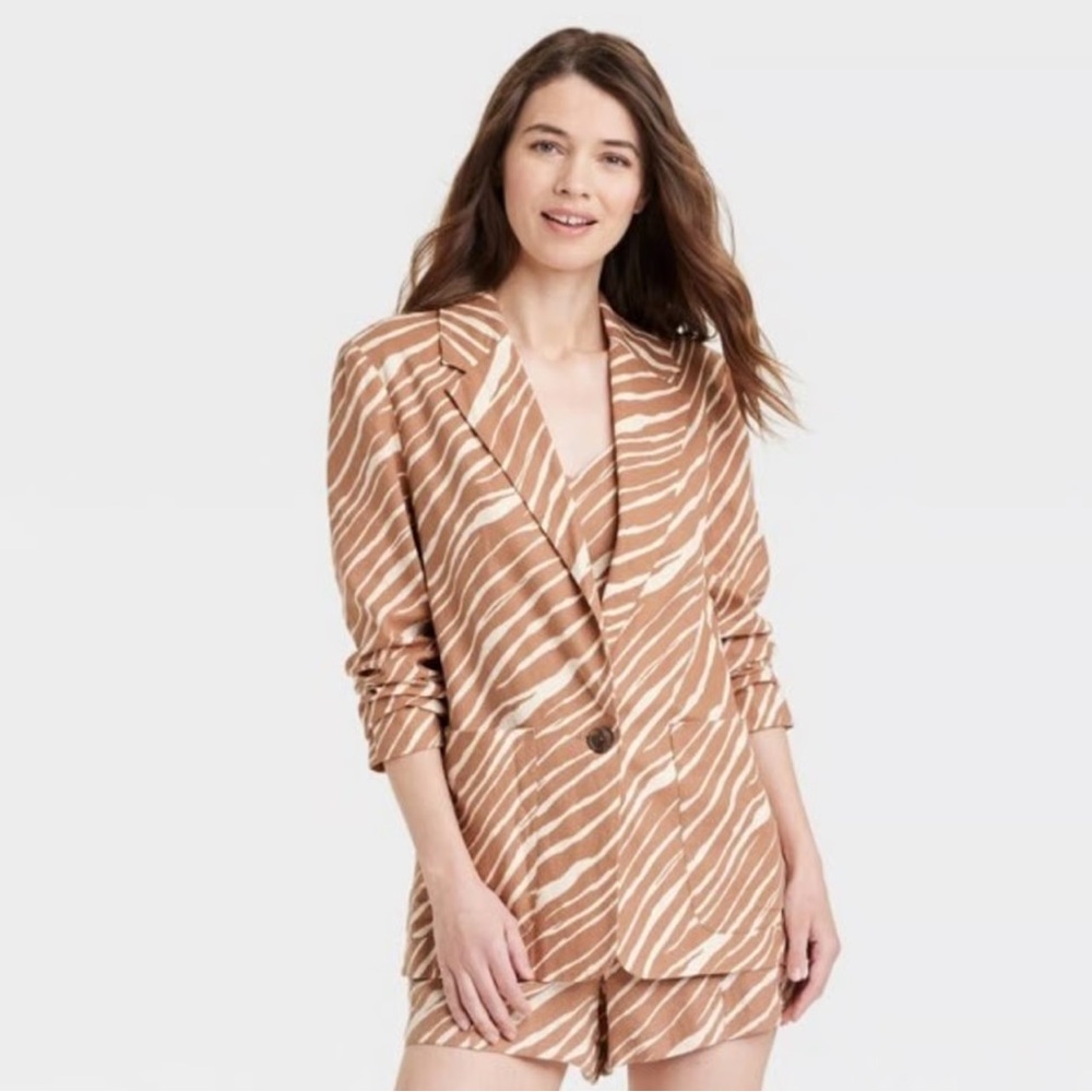 Linen Blend Blazer & Shorts Set